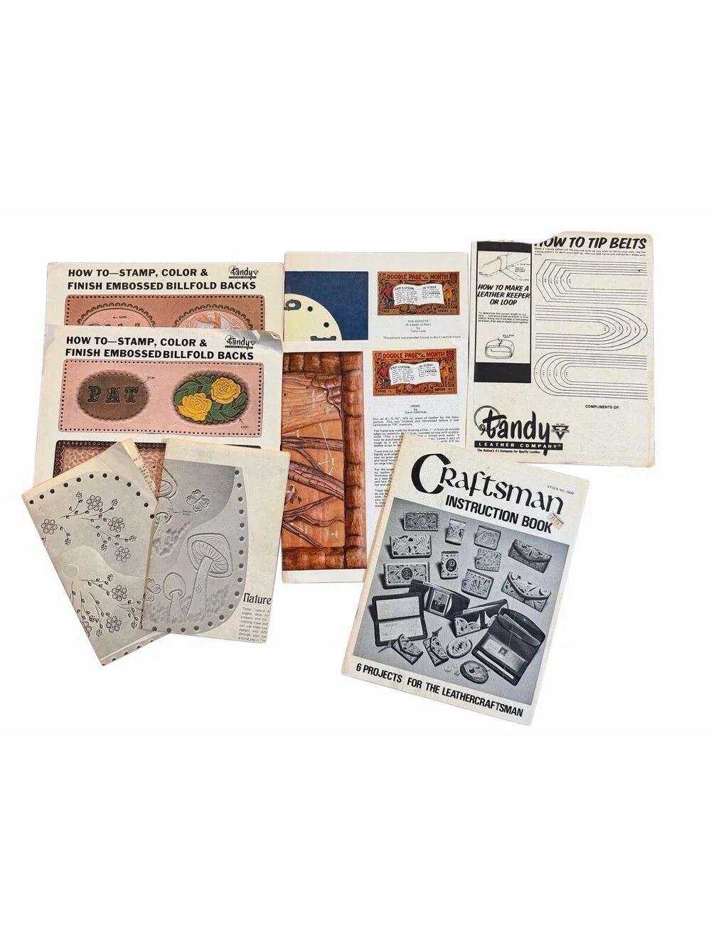 Vintage Tandy Craftool Leather Making Pattern Ephemera Lot